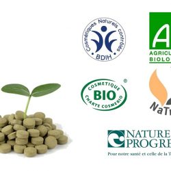 Logos des labels bio et naturels pour les cosmétiques et compléments alimentaires, dont AB, Cosmebio, Nature & Progrès, BDIH et Natrue.