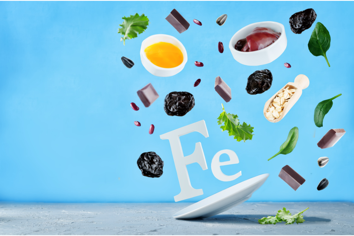 Quels sont les bienfaits du fer ? L'image représente tous les principaux aliments riches en fer.