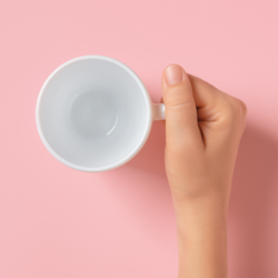 l'image représente une main qui tient une tasse de tisane minceur