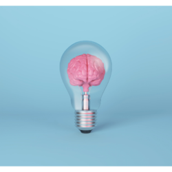 Une illustration représentant un cerveau à l'intérieur d'une ampoule, symbolisant l'accumulation des PFAS dans le cerveau. Cette image métaphorique montre comment ces substances chimiques toxiques, connues pour leur persistance et leur capacité à traverser la barrière hémato-encéphalique, peuvent s'infiltrer et s'accumuler dans le cerveau humain, posant ainsi des risques pour la santé neurologique.