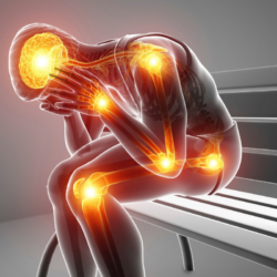 Illustration des douleurs articulaires mettant en évidence les zones inflammatoires du corps, représentant les principaux facteurs de risque de l’arthrose.